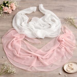 Elegant Pink and White Sheer Scarf Set